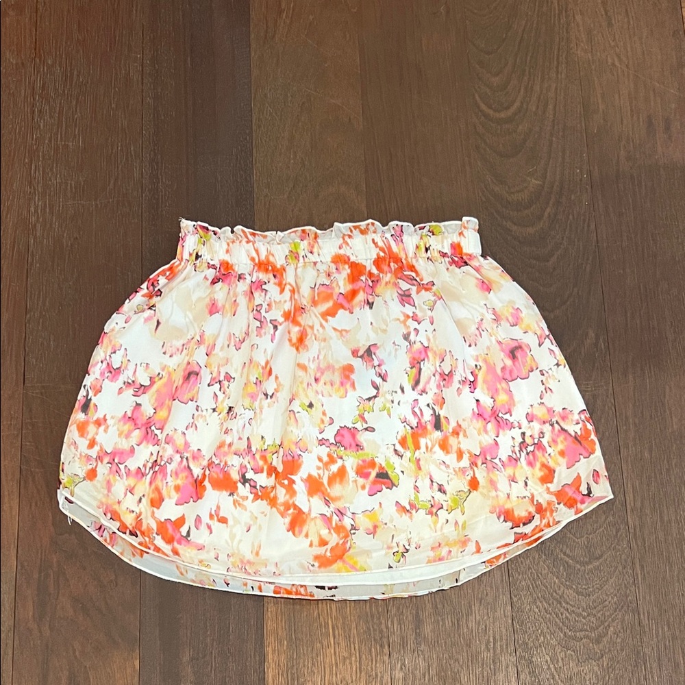 Arden B Floral Mini Skirt in Orange and Pink